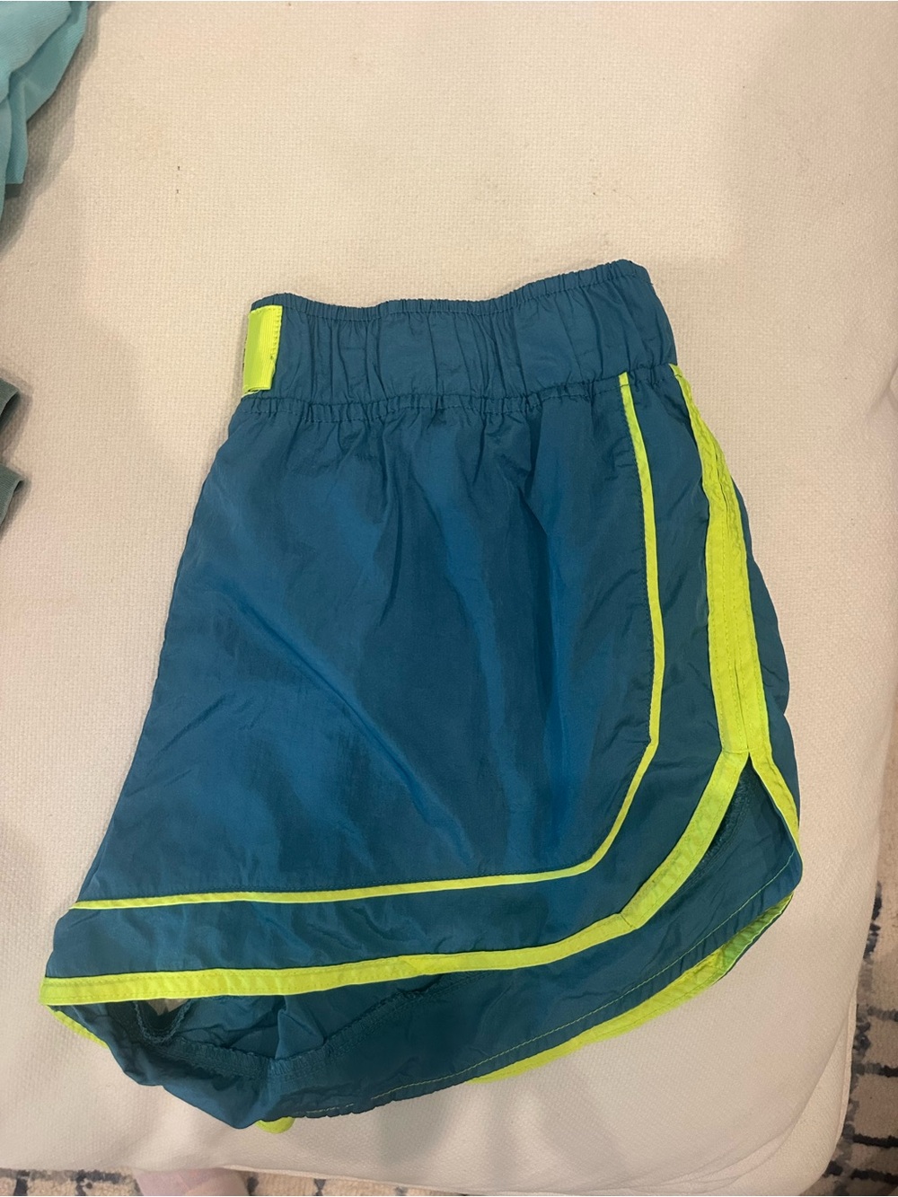 FP Movement by Free People Teal Athletic Shorts with Neon Yellow Trim